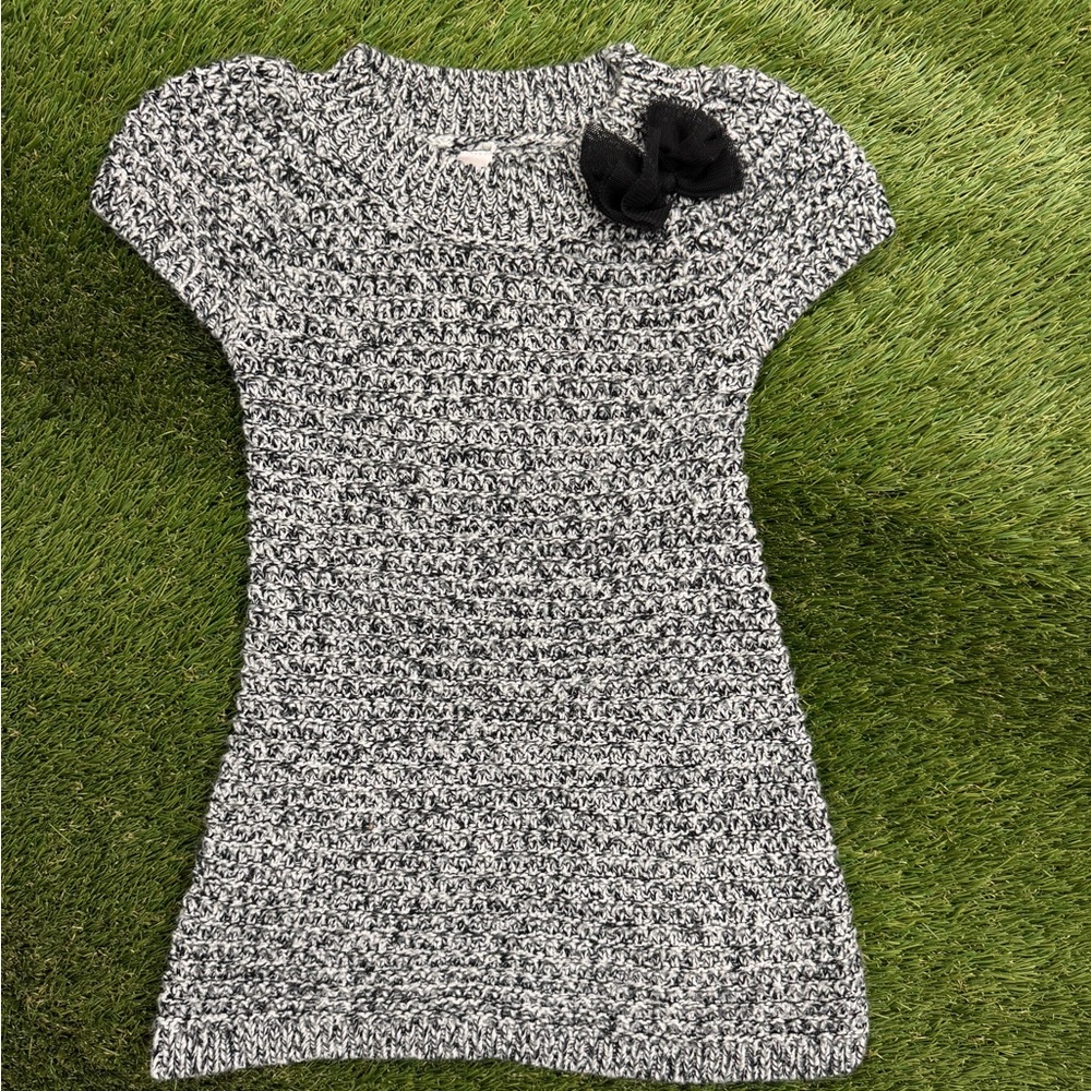 Black and White Knit Sweater Dress with Bow Size 2T
